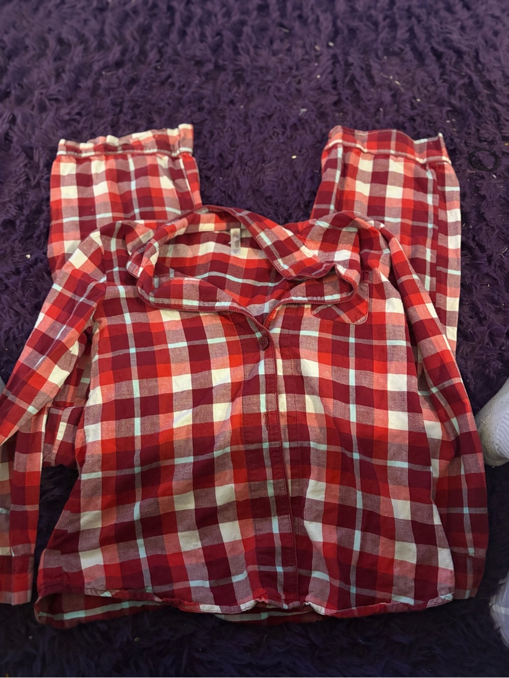Red Plaid Cotton Pajama Set - Classic Check Sleepwear